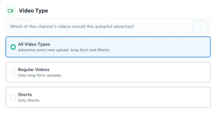 Video Type: All Video Types, Regular Videos or Shorts